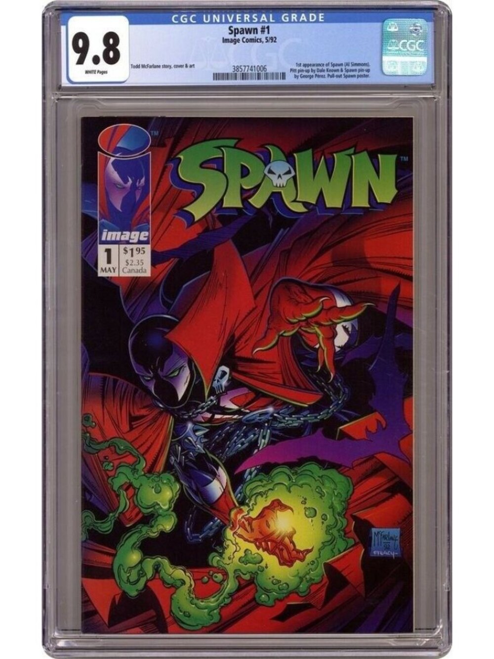 Spawn #1 Image 1992 CGC 9.8 Todd McFarlane 1st Appearance